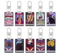 SUPERFINDINGS 10 pièce 10 styles Pendentifs de Tarot Porte Clés Breloques de Carte de Tarot en Acrylique Marqueurs de Points Soleil Lune Breloques avec Fermoirs Pivotants en Alliage 7.5cm (Noir)