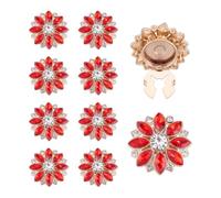 SUPERFINDINGS 10 Pièces Couvre Boutons Fleur Strass 28mm Clips Boutons Bijou Clip Fleurs Siam Clair Bouton de Manchette Détachables Bouton de Couture Chemise Pour Artisanat DIY Femmes Hommes Chemises