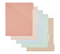 SUPERFINDINGS 10 Pochettes Plastiques Perforées A4 Feuille de Séparateurs en Plastique à 5 onglets 29.5x24cm 11 anneaux avec Étiquettes à Onglets Intercalaires Inscriptibles pour Classeurs de Cahiers