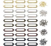 SUPERFINDINGS 100 Pcs Cadre Pour Carte De Visite 60x17mm Support Étiquette Étagère Fer Support Vintage Plaque Nom Tiroir Fichier Cadre Avec Vis Étiquette Tiroir Bibliothèque Pour Bibliothèque Armoir