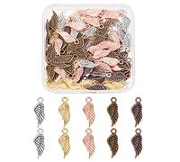 SUPERFINDINGS 100Pcs Aile D'Ange Breloque 5 Couleurs Tibétain Pendentif Alliage Plume Pendentifs 21x8x2mm Ailes Assorties Charme Perles pour DIY Bracelet Collier Fabrication de Bijoux