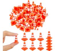 SUPERFINDINGS 100Pcs Mini Cônes De Signalisation pour Diorama Maquette | Barrières De Construction Miniatures,Décoration Bac à Sable,Plastique Durable,Rouge,2.45×1.6×1.6cm