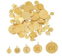 SUPERFINDINGS 110Pièce 5Size Pendentifs rond Or plat en D'Estampage en Laiton Charms 5Styles Rondes Plates en Métal Vierge Pendentifs Vierges Dorés Anneau de Jonction pour de Bijoux Bracelet