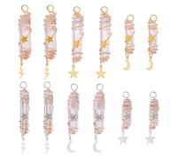 SUPERFINDINGS 12 collier Pendentif en Cristal 6 styles Collier en Cristal de Guérison Collier Pendentif en Pierre de Quartz Naturelle Colliers Étoile Lune Fil de Cuivre Enroulé