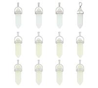 SUPERFINDINGS 12 Pcs 3 Couleurs Bullet Verre Pointu Lumineux Pendentifs Hexagonal Cristal Pendentif Charmes Glow In The Dark Gemstone Pendentifs pour Collier Fabrication de Bijoux