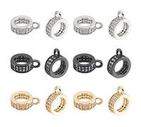 SUPERFINDINGS 12 Pcs 3 Couleurs Laiton Liens de Cintre Clair Cubic Zirconia Dangle Cintre Perles Tube Bail Perles pour Charm Européen Bracelet Pendentif Faire, Trou: 1mm