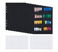 SUPERFINDINGS 12 Pcs Feuilles de Rangement pour Ongles 6 Trous Recharge à Pages Mobiles 21.2x15 cm 0.5 mm d'Épaisseur PP Pages Insérables pour Livre d'Ongles Pressés avec Adhésif Double Face Noir