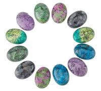 SUPERFINDINGS 12 pièce 6 styles de Cabochons en Pierres Précieuses à Dos Plat Cabochons en Jaspe Naturel Cabochons Ovales pour la Fabrication de Bracelets Colliers et Bijoux Teints et Non Teints
