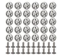 SUPERFINDINGS 120 Pièces Rivets Étoile 12mm Alliage Bouton Étoile Rivets Cuir Double Caps Antique Argent Kit pour Maroquinerie DIY Ceintures Bracelets Décoration