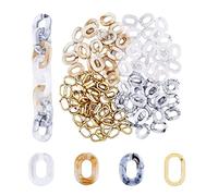 SUPERFINDINGS 120pcs 4 Couleurs Connecteurs à Maillons Rapides Comprenant Imitation Pierres Précieuses Anneaux de Liaison en Acrylique et Anneaux de Liaison en Plastique CCB
