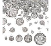 SUPERFINDINGS 134 pièce 5 styles de Médailles Pendentifs en Alliage de Style Tibétain Pendentifs Saints Breloques de Protection Croisées Double Face pour Femmes et Hommes Colliers Bracelet