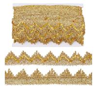 SUPERFINDINGS 14.22 Yards (13m) Garniture en Dentelle à Paillettes Dorées en Dentelle Perlée Dorée Ruban en Tissu à Paillettes Garniture Décorative en Maille Pailletée pour Accessoires