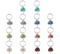 SUPERFINDINGS 14 Pcs 7 Styles Arbre de Vie Porte Clef Cristal Arbre de Vie Porte Clé Personnalisé Pierre Précieuse Porte-Clés Pierre Précieuse Porte-Clés Charme