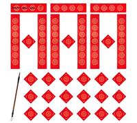 SUPERFINDINGS 15 Sets De Papier Vierge Chinois DIY Pour Couplets 40 Pièces Papier Rouge Carré Xuan Avec Pinceau De Calligraphie Et Plume Pour Décorations Du Festival Du Printemps
