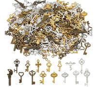 SUPERFINDINGS 150Pcs 10Style Vintage Skeleton Key Set Pendants Breloques pour clés Charms de n Alliage avec tête de Mort Breloque en Bronze de Style tibétain Pendentif Steampunk Gear