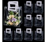 SUPERFINDINGS 15Pcs Sacs Cadeaux en Plastique Clair avec Poignée PU Cuboid Sacs Cadeaux Bridesmaid Sacs Cadeaux Fleur imperméables Sacs Cadeaux Shopping Retail Merchandise Wrap