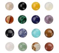 SUPERFINDINGS 16 pièces 20x6mm Demi-Dôme Rond Pierre Précieuse Naturelle Cabochons Ensembles Flatback Cristal Quartz Pierre pour Collier Fabrication de Bijoux
