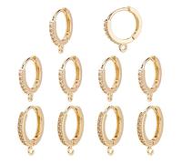 SUPERFINDINGS 16pcs 2 Style Laiton Cubic Zirconia Hoop Boucles d'oreilles Plaqué Or Cubic Zirconia Huggie Hoop Boucles d'oreilles avec Boucle pour la Fabrication de Bijoux