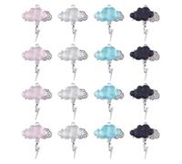 SUPERFINDINGS 16Pcs 4 Couleurs Charmes Nuage Éclair Mignons Charmes Météo Nuage Strass Résine avec Pendentifs Foudre Alliage Fournitures de Fabrication de Bijoux pour Boucle d'Oreille Bracelet Collier