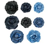 SUPERFINDINGS 16Pcs 4Couleurs Fleur en Tissu Denim Tissu Camelia Canvas 2Tailles Tissu Flower Rugged Tissu Fleur Embellissement Accessoires Cousus de Fleur pour Décoration Vêtements Veste