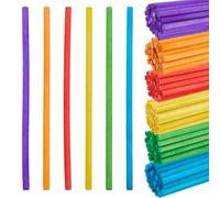 SUPERFINDINGS 180Pcs 6 Couleurs Tiges de Bois Colorées 5x150mm Bâtonnets Artisanaux Bâtons Prédécoupés en Bouleau Poncé pour Supports de Gâteau DIY Créations Modèles