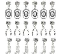 SUPERFINDINGS 18Pcs 3 Styles Western Cowboy Charms Antique Silver Alloy Cowboy Hat Boot U Shape Pendants European Dangle Charms Spacer Beads Bails Connector with Pendants for Jewelry Making