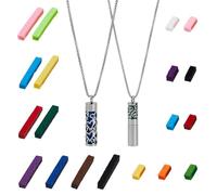 SUPERFINDINGS 2 Collier Diffuseur D'huiles Essentielles de 55.5cm, Diffuseur D'Huile, Pendentif avec Tampons de Parfum Interchangeables, Bouteille D'Aromathérapie, Colliers en Acier Inoxydable