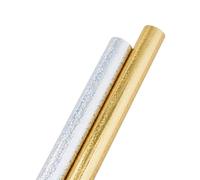 SUPERFINDINGS 2 Couleurs 8m Rouleau de Transfert Papier de à Chaud Pet Papier 19.3cm Papier Transfert Thermique estampé Laser pour Porte-stylos/stylos de marquage à Chaud Or et Argent