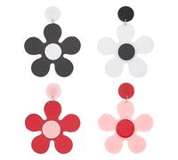SUPERFINDINGS 2 couleurs Boucles D'Oreilles Pétale pour Femmes en Acrylique Pendantes Boucles D'Oreilles à Tige Florales Vintage 60s 70s Hawaïennes pour Femmes
