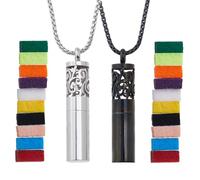 SUPERFINDINGS 2 Ensemble de Pendentifs Diffuseurs D'Huiles Essentielles en Acier Inoxydable 2 Couleurs avec Tampons de Parfum Interchangeables pour Coffret Cadeau pour Mères 55.5~55.6cm