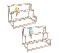 SUPERFINDINGS 2 Ensemble de Présentoirs à Glacée avec 33 trous Présentoir à Cornets Gaufrés Support de Cônes à Bonbons et Aliments pour Fête D'Anniversaire Ou Mariage Buffet