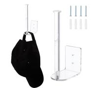 SUPERFINDINGS 2 Pack Clear Acrylic Hat Organizer Wall Mounted Baseball Cap Storage Rack Invisible Hat Hanger Strong Adhesive and Screw Installation for Closet Door Bedroom Entryway