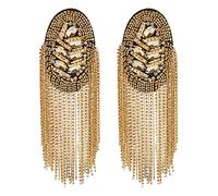 SUPERFINDINGS 2 Pcs 185x54mm Strass Épaules Badges Épaulettes Rétro Doré Épaule Broche pour Uniforme Accessoires