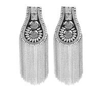 SUPERFINDINGS 2 Pcs Mode Gland Épaulettes Métal Punk Épaule Badge Détachable Platine Épaulette Épaule Décoration Fixé par Épingle pour Vestes Métal Punk Fringe