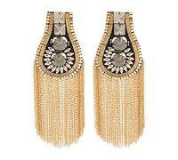 SUPERFINDINGS 2 Pcs Mode Gland Épaulettes Métal Punk Épaule Badge Détachable Platine Épaulette Épaule Décoration Fixé par Épingle pour Vestes Métal Punk Fringe Doré