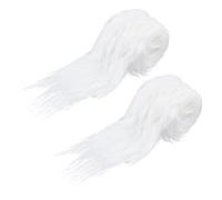 SUPERFINDINGS 2 pièce de Tissu en Fausse Fourrure Blanche de 1.5 m de 5cm de Large en Peluche Synthétique à Poils Longs pour Coudre des Costumes de Cosplay des Barbes de GNOME pour L'Artisanat