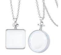 SUPERFINDINGS 2 Pièces 2 Styles Médaillons Photos Colliers Mémoire DIY Pendentifs Carrés avec Cabochons Verre pour Création de Bijoux de Bouquet de Mariage