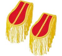 SUPERFINDINGS 2 Pièces Epaulettes De Maitre De Cirque Pour Cosplay, Epaulettes Punk Blanches A Glands, Epaulettes D'uniforme Avec Insigne Etoile, Broches Pour Veste Carnaval 125x78x100mm