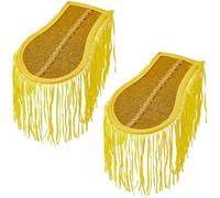 SUPERFINDINGS 2 Pièces Epaulettes De Maitre De Cirque Pour Cosplay, Epaulettes Punk Blanches A Glands, Epaulettes D'uniforme Avec Insigne Etoile, Broches Pour Veste Carnaval 125x78x100mm