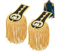 SUPERFINDINGS 2 Pièces Épaulettes de Meneur de Cirque pour Cosplay, à Décoration Florale Blanche avec Pompons, Broches Épaulettes à Franges pour Uniforme, avec Emblème Étoilé, pour Veste Carnaval