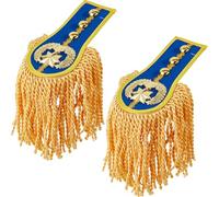 SUPERFINDINGS 2 Pièces Épaulettes de Meneur de Cirque pour Cosplay, à Décoration Florale Blanche avec Pompons, Broches Épaulettes à Franges pour Uniforme, avec Emblème Étoilé, pour Veste Carnaval