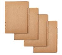 SUPERFINDINGS 20 Feuilles A5 Papier Kraft Intercalaires 6 Trous Couverture Reliure à Anneaux BurlyWood Anneau Page Index pour Planner Notebook Reliures à Feuilles Mobiles Trou: 5mm （4 Emsemble）