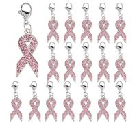 SUPERFINDINGS 20 pièce de Perles à Thème de Sensibilisation au Cancer du Sein Breloques Pendentif Ruban de Sensibilisation à Pendentifs Ruban en Vrac de Sensibilisation au Cancer 26x40mm