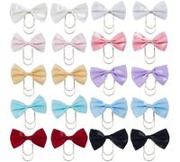 SUPERFINDINGS 20 Pièces 10 Couleurs Clips Papier Avec Nœud Signet Livre Avec Clip Doré En Acier Au Carbone Pour Bureau École Maison Accessoires Élégants Marque Pages
