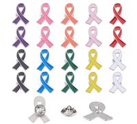 SUPERFINDINGS 20 Pièces 10 Couleurs Épingles Ruban Cancer du Sein Badges Alliage Émail Broches Espoir pour Événements Publics Cadeaux pour Femmes Promotion de la Sensibilisation