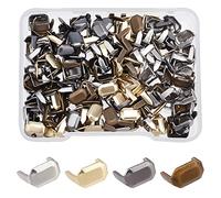 SUPERFINDINGS 200 Pcs 4 Couleur Laiton Ceinture Agrafes Claps 8x5mm Rectangle Métal Cuir Agrafes Cuir Bouton pour Ceinture Sac Remplacement Réparation Accessoires