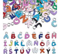 SUPERFINDINGS 200 Pièces Alliage Charmes Lettres A Z 1.6mm Aléatoires Capital Alphabet Charmes Couleurs Initiales Charme Alphabet Pendentif Émail pour Bracelets Collier Boucle Oreille Bijoux DIY