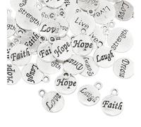 SUPERFINDINGS 200Pcs 10Style Pendentifs avec Mots d'inspiration Charms à Message Breloques d'inspiration et de Motivation Pendentifs en Alliage avec Mots Charms en métal en Vrac pour la Fabrication