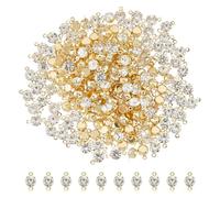 SUPERFINDINGS 200Pcs Square Zirconia Connector Charms en strass doré Pendentifs Bracelet Collier Connecteur Liens carrés en laiton zirconium Connecteur de breloques rondes en cristal de diamant bijoux