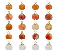 SUPERFINDINGS 20Pcs Pierres de Jade Naturelles Charmes Halloween Citrouille Conception Dangle Charms Automne Exquis Pendentifs Charms pour la Fabrication de Bijoux, 10x7.5mm Couleur aléatoire